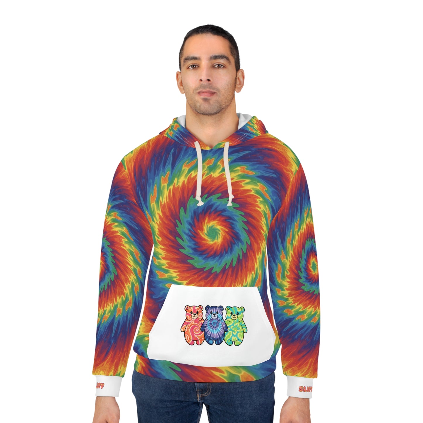 Tie-Dye Spiral Hoodie with Rainbow Gummy Bears — Psychedelic Pullover