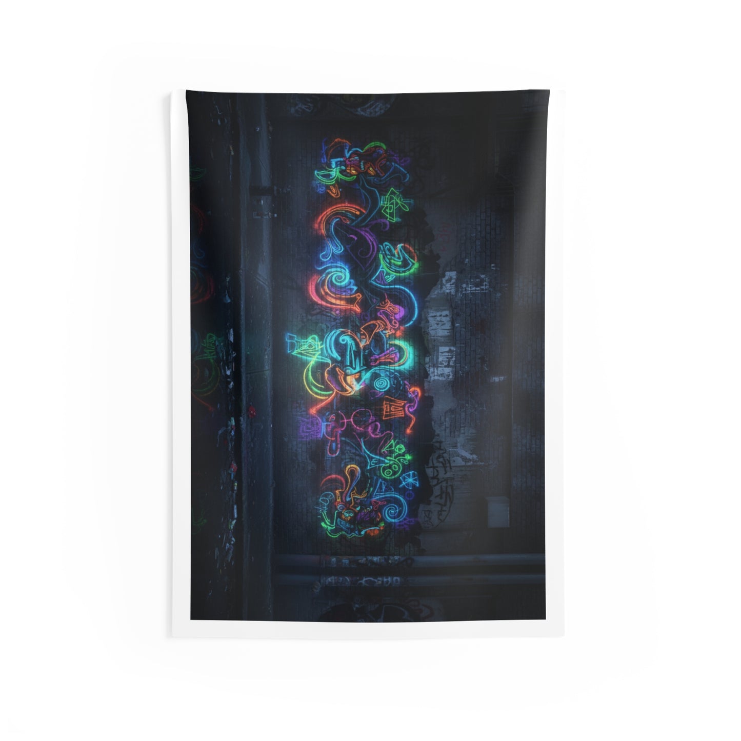 Psychedelic Neon Floral Tapestry — Abstract Rainbow Wall Art for Bedroom & Dorm