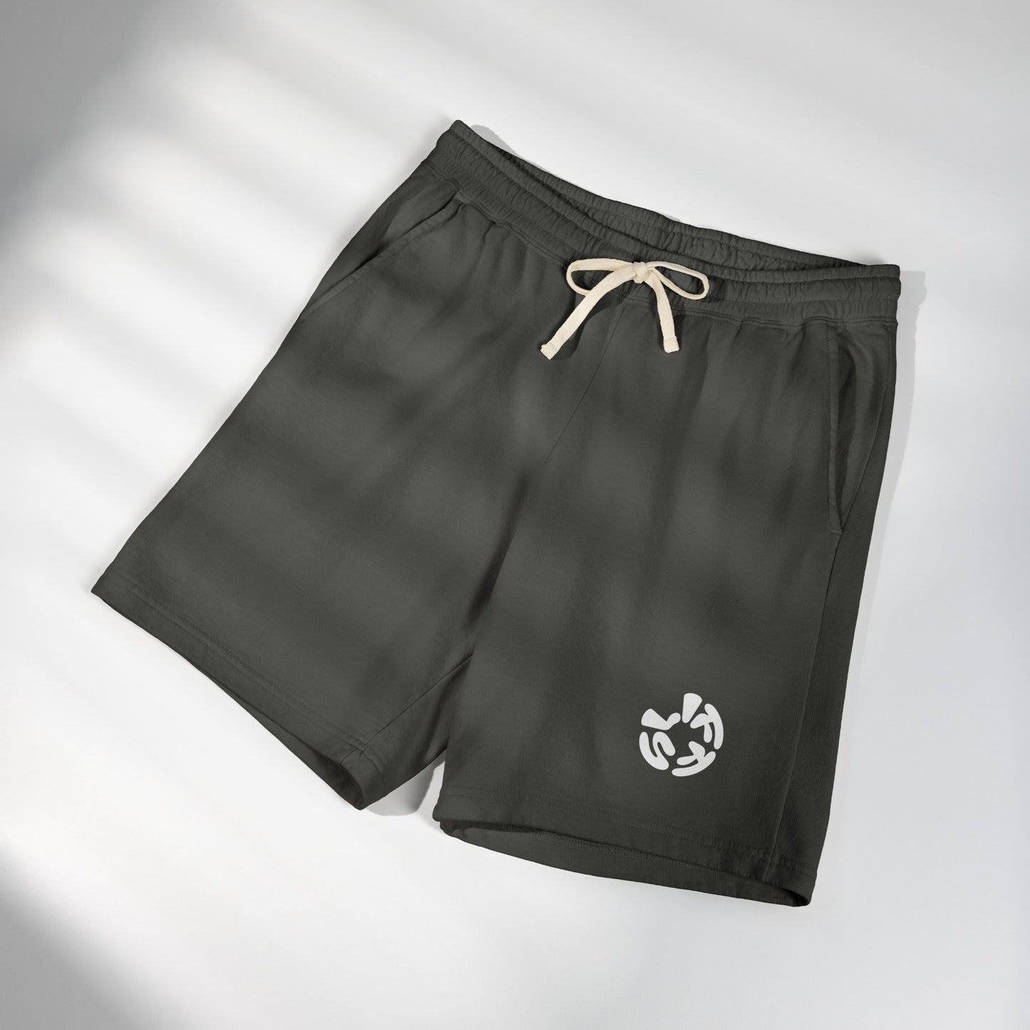 Fleece Sweat Shorts — Minimal Recycle Logo Lounge Shorts