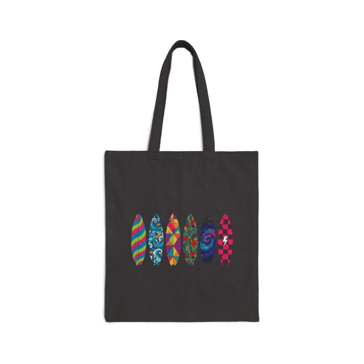 Surfboard Pattern Cotton Tote Bag — Colorful Beach Vibes Canvas Shopper