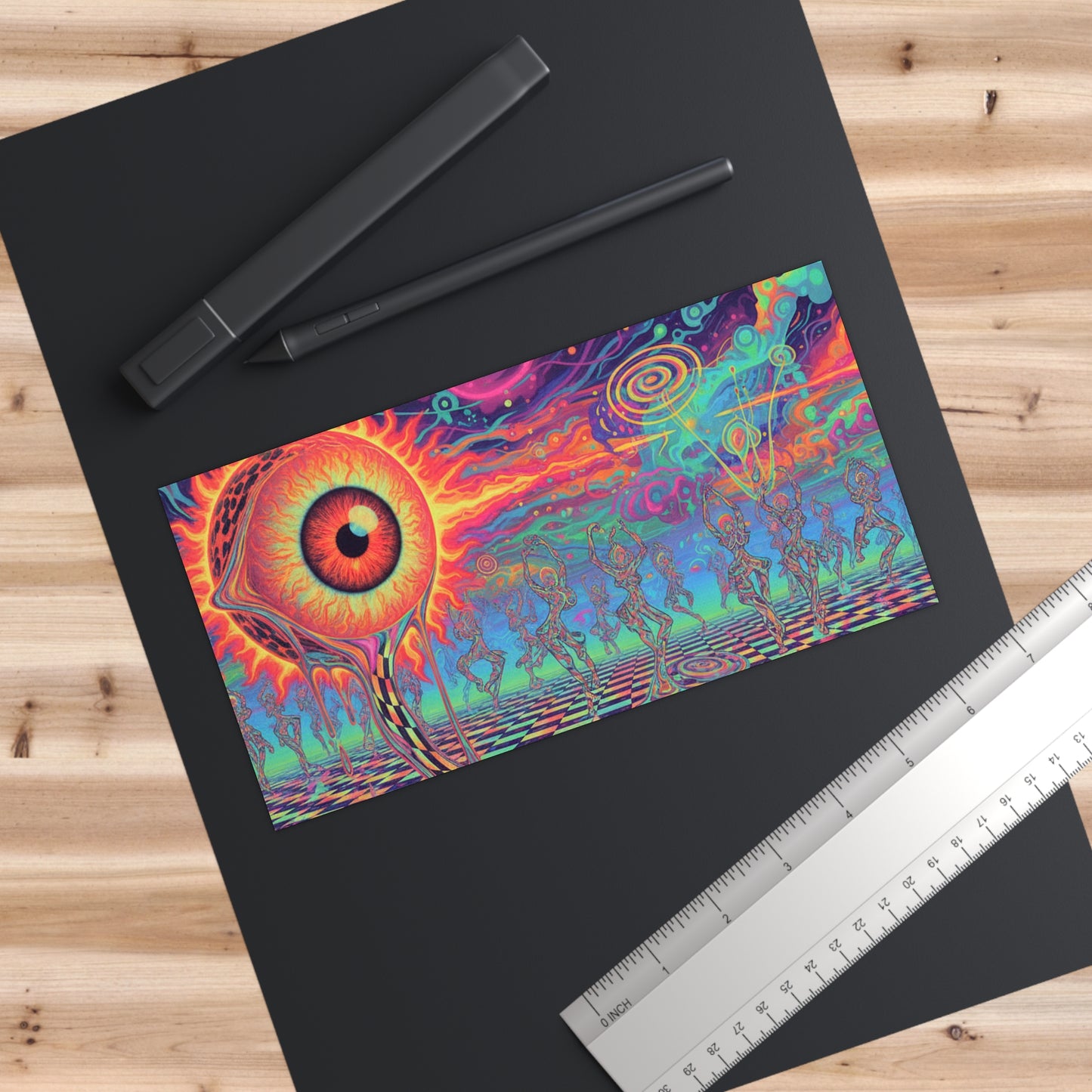 Psychedelic Eye Bumper Sticker — Vibrant Trippy Art for Vans & Cars