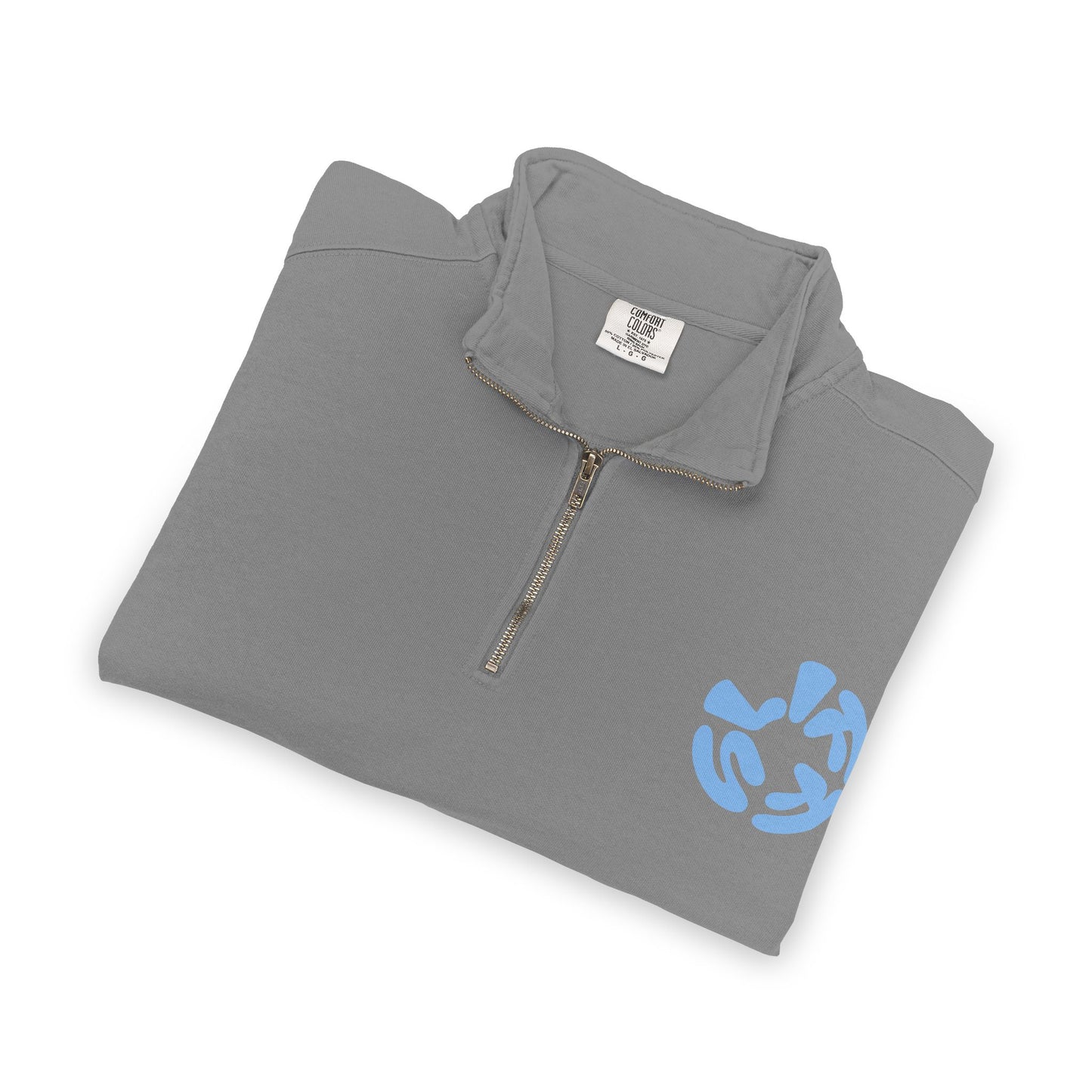 Quarter-Zip Sweatshirt — “Sometimes Life Is Fucking Freaky” Blue Floral Graphic
