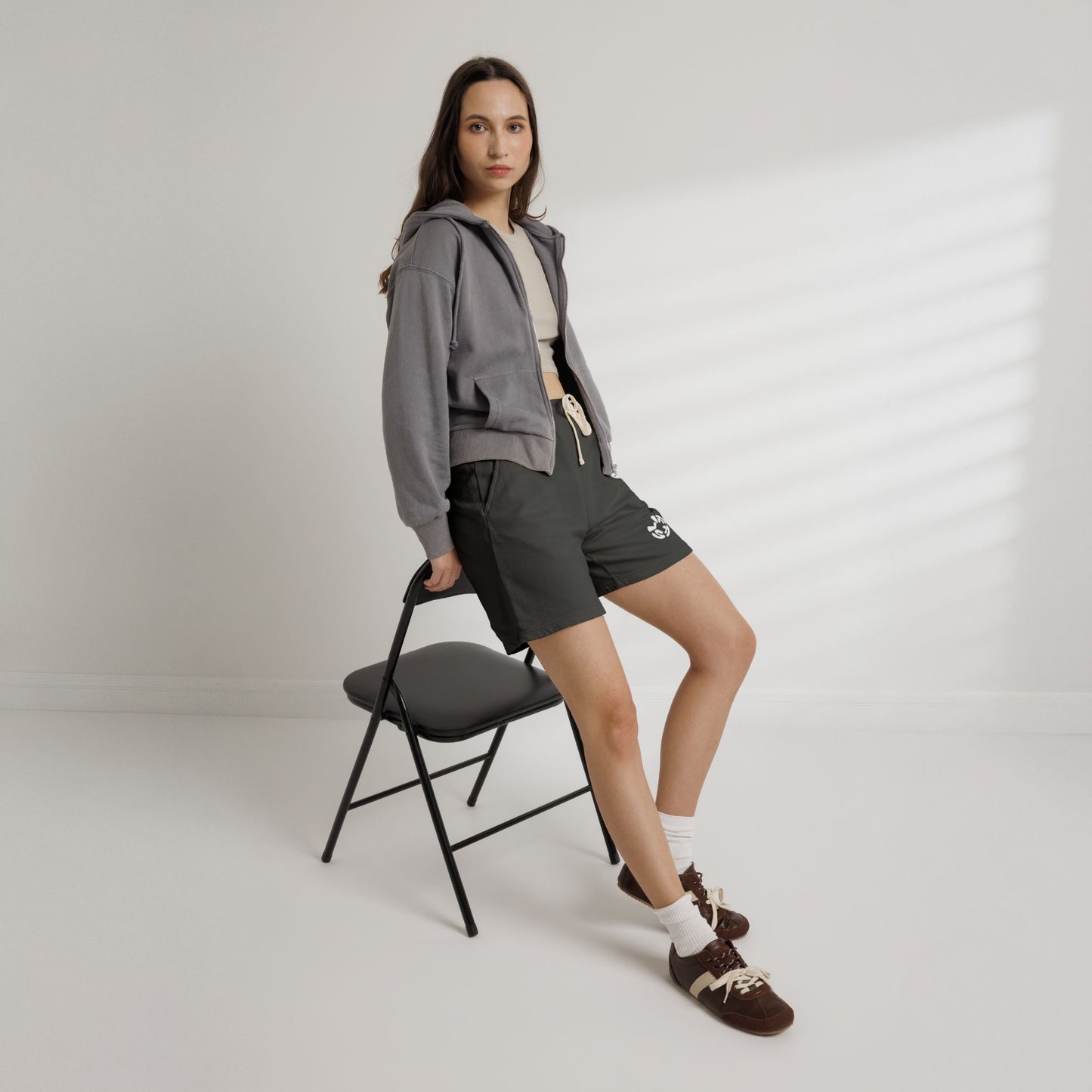 Fleece Sweat Shorts — Minimal Recycle Logo Lounge Shorts
