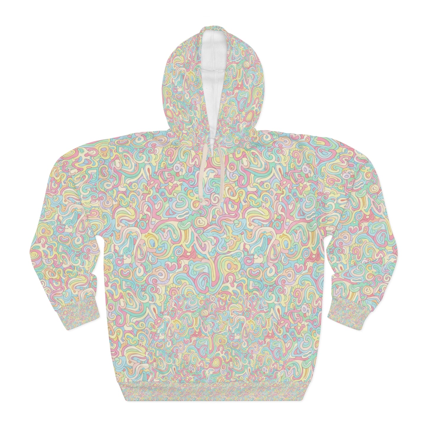 Pastel Psychedelic Hoodie — All-Over Print Swirl Pullover