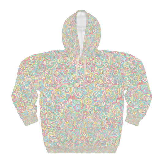 Pastel Psychedelic Hoodie — All-Over Print Swirl Pullover