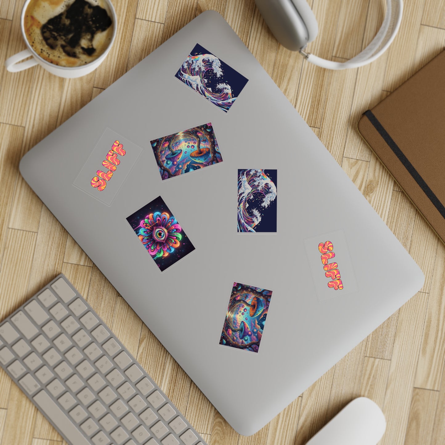 Psychedelic Art Sticker Pack — 5pc Trippy Mushroom, Wave & Mystic Eye Decals