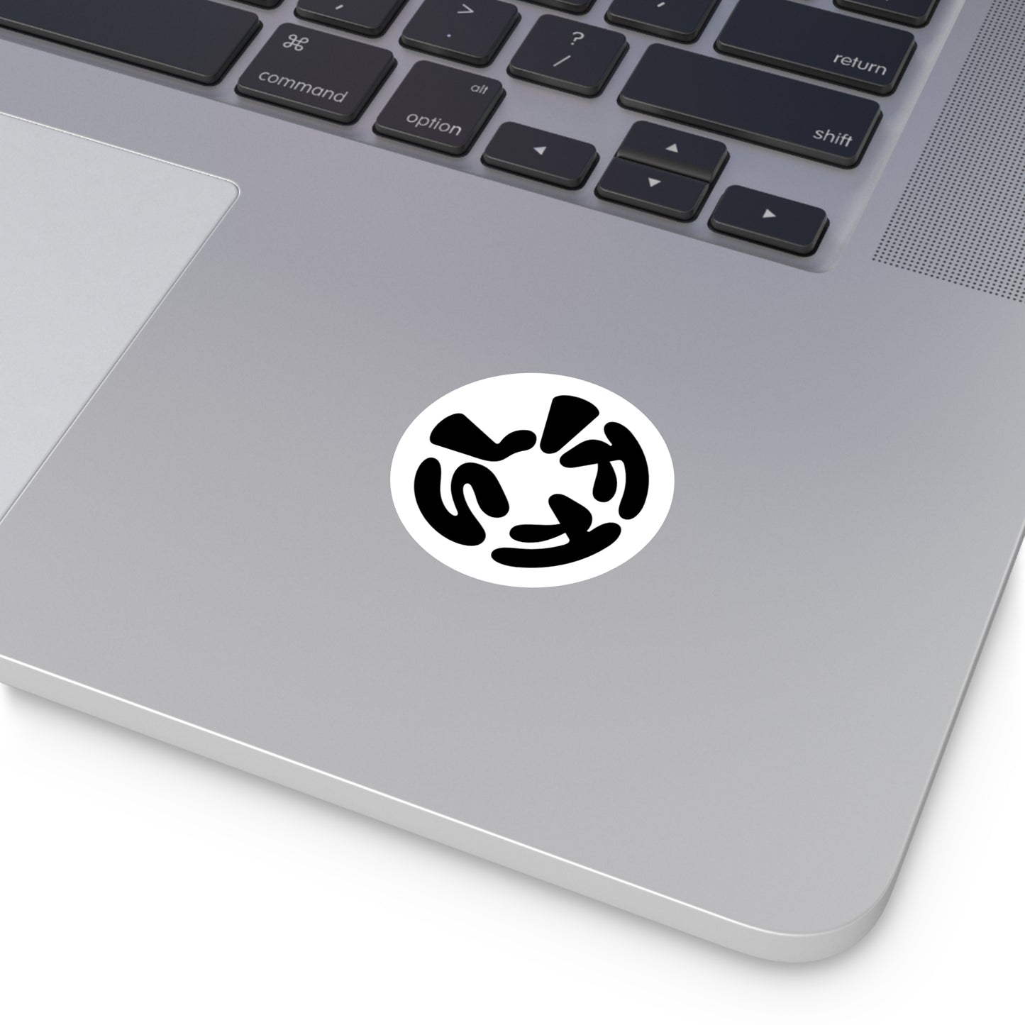 Abstract Black Swirl Round Vinyl Sticker — Minimalist Geometric Decal