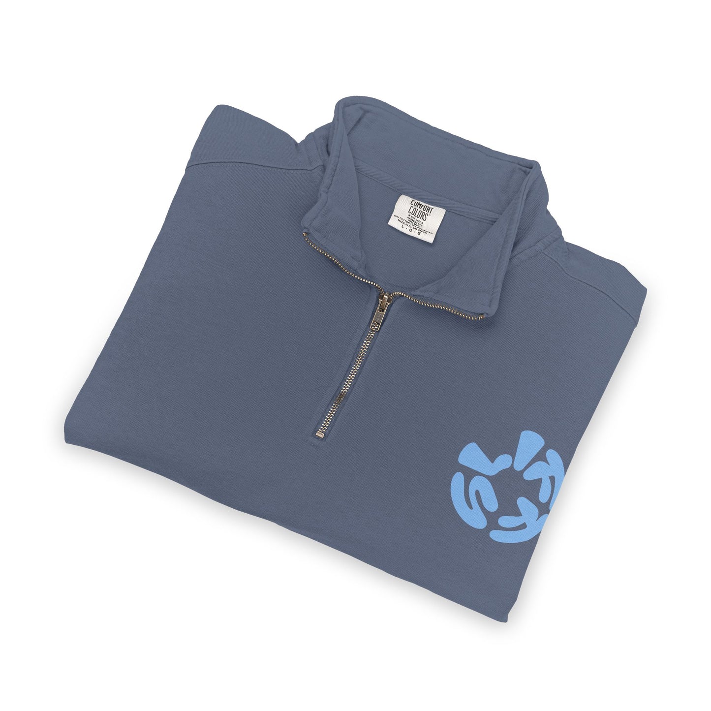 Quarter-Zip Sweatshirt — “Sometimes Life Is Fucking Freaky” Blue Floral Graphic