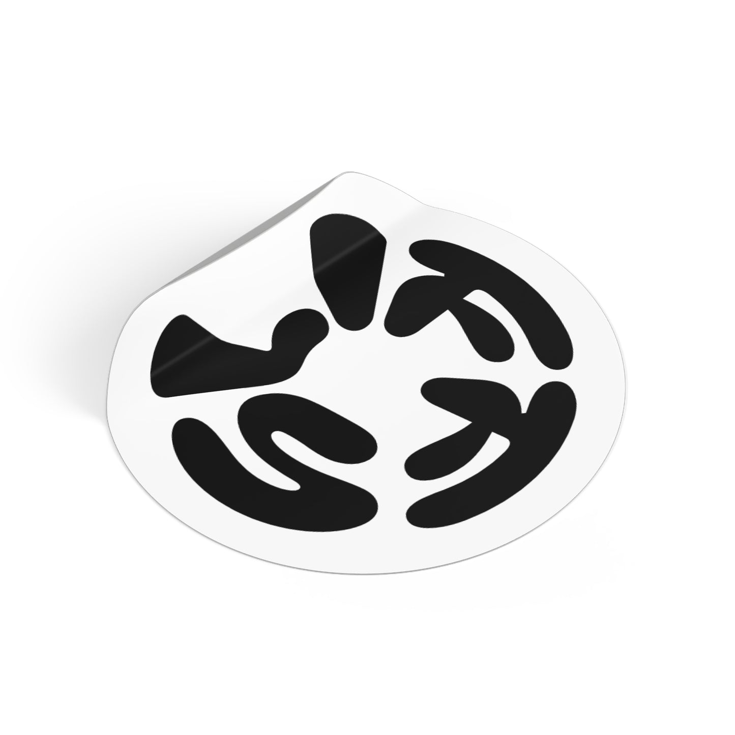Abstract Black Swirl Round Vinyl Sticker — Minimalist Geometric Decal