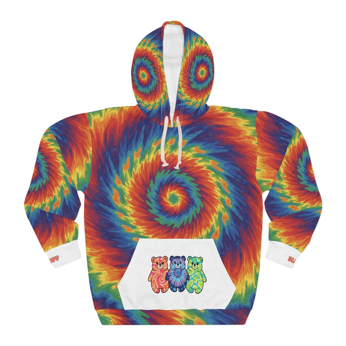 Tie-Dye Spiral Hoodie with Rainbow Gummy Bears — Psychedelic Pullover