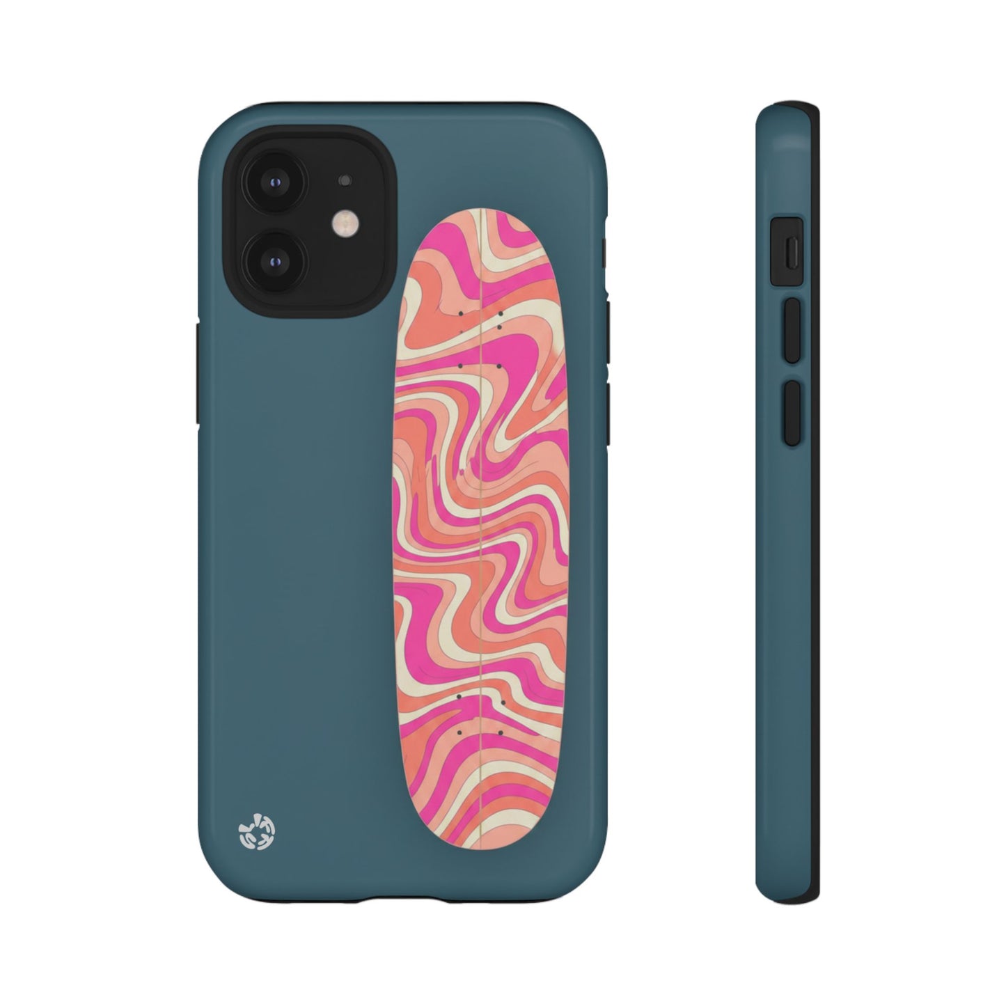 Retro Swirl Skateboard Phone Case — Brown Groovy Abstract Protective Case