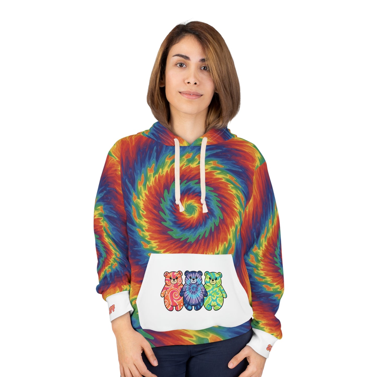 Tie-Dye Spiral Hoodie with Rainbow Gummy Bears — Psychedelic Pullover
