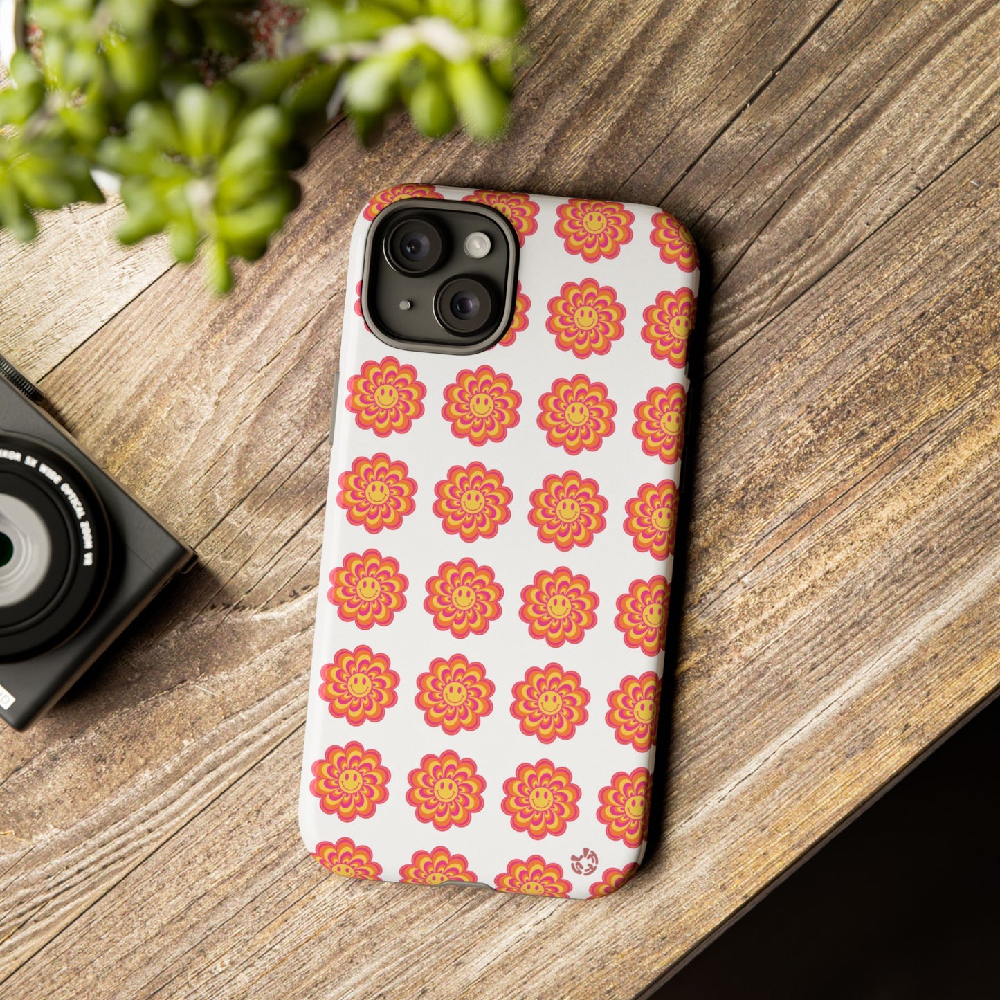 Retro Swirl Skateboard Phone Case — Brown Groovy Abstract Protective Case