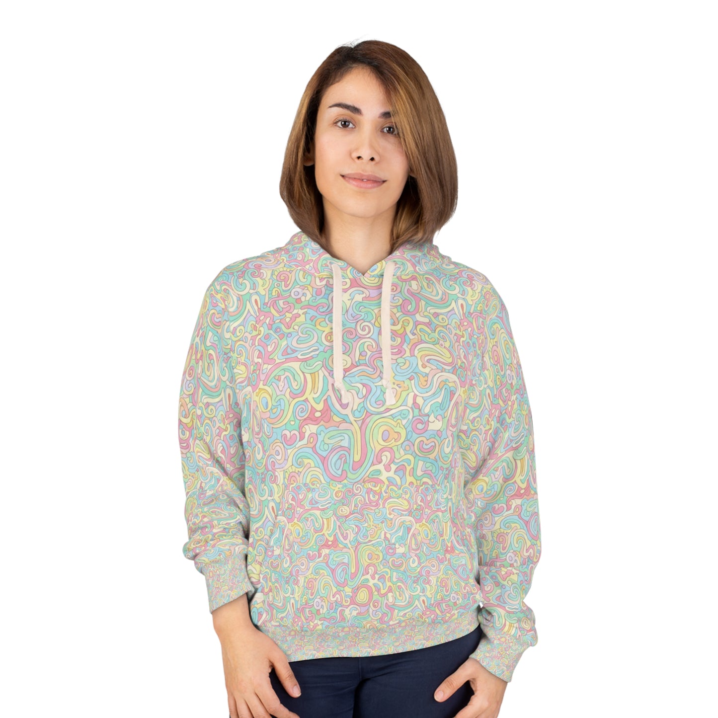 Pastel Psychedelic Hoodie — All-Over Print Swirl Pullover