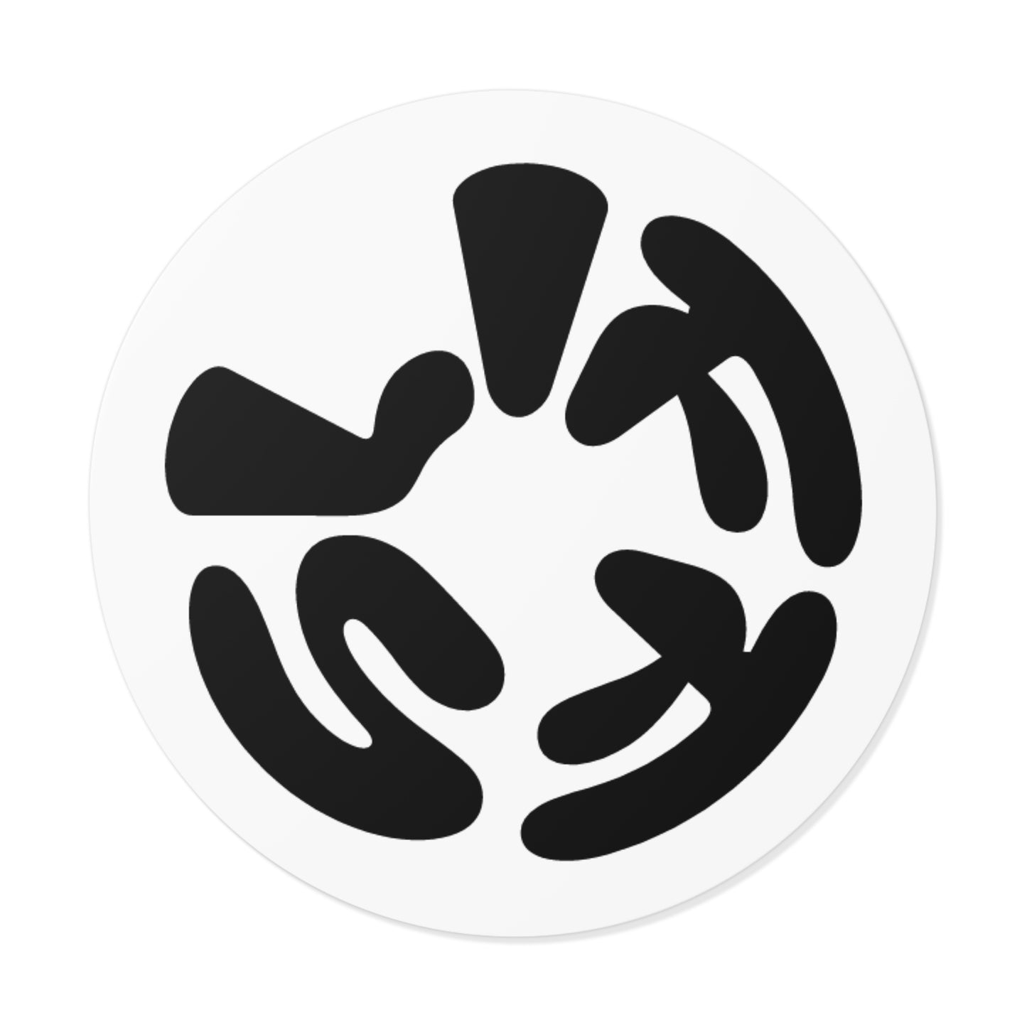 Abstract Black Swirl Round Vinyl Sticker — Minimalist Geometric Decal